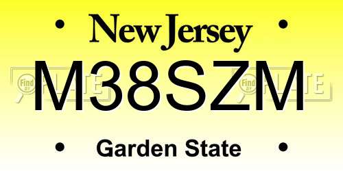 M38SZM New Jersey License Plate