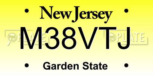 M38VTJ New Jersey License Plate