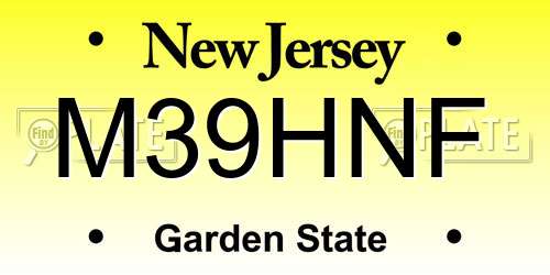 M39HNF New Jersey License Plate