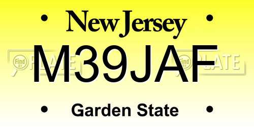 M39JAF New Jersey License Plate