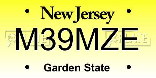 M39MZE New Jersey License Plate