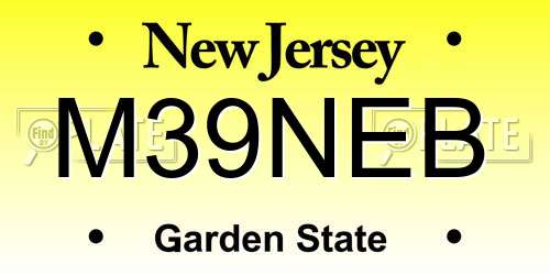M39NEB New Jersey License Plate