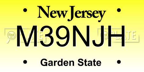 M39NJH New Jersey License Plate