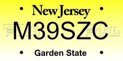 M39SZC New Jersey License Plate
