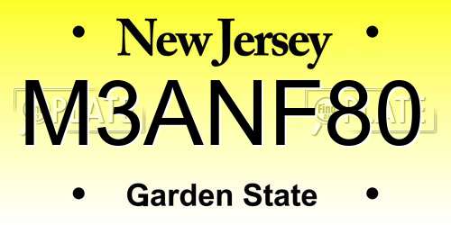M3ANF80 New Jersey License Plate