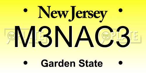 M3NAC3 New Jersey License Plate