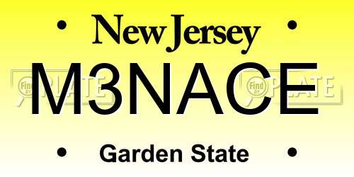 M3NACE New Jersey License Plate