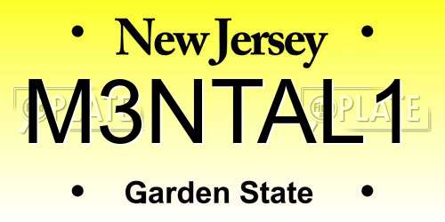 M3NTAL1 New Jersey License Plate