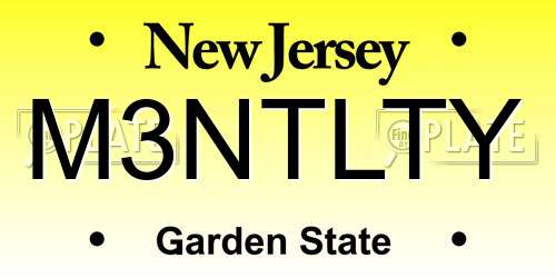 M3NTLTY New Jersey License Plate