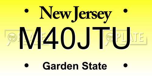 M40JTU New Jersey License Plate