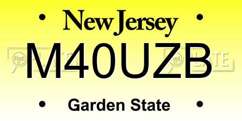 M40UZB New Jersey License Plate