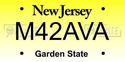 M42AVA New Jersey License Plate