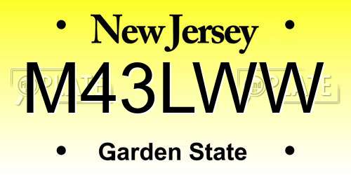 M43LWW New Jersey License Plate