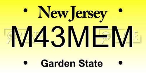 M43MEM New Jersey License Plate