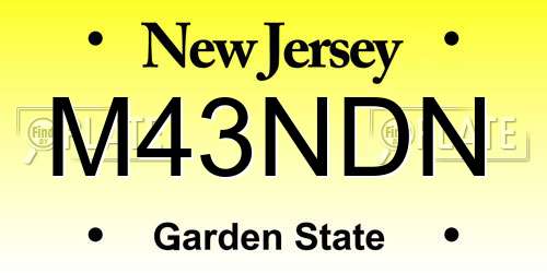 M43NDN New Jersey License Plate