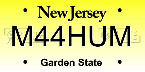 M44HUM New Jersey License Plate