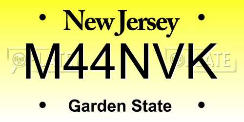 M44NVK New Jersey License Plate