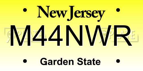 M44NWR New Jersey License Plate