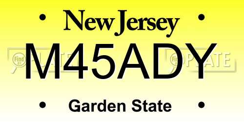 M45ADY New Jersey License Plate