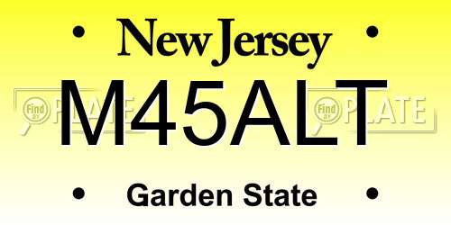 M45ALT New Jersey License Plate