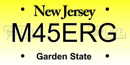 M45ERG New Jersey License Plate