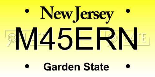 M45ERN New Jersey License Plate