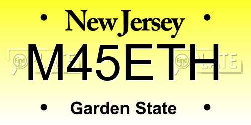 M45ETH New Jersey License Plate