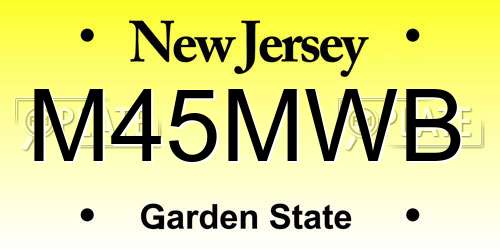 M45MWB New Jersey License Plate