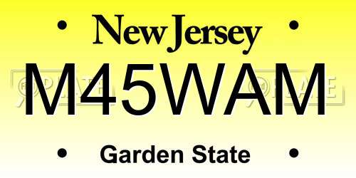 M45WAM New Jersey License Plate