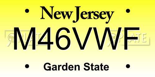 M46VWF New Jersey License Plate