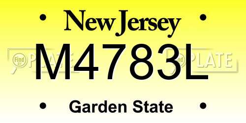 M4783L New Jersey License Plate