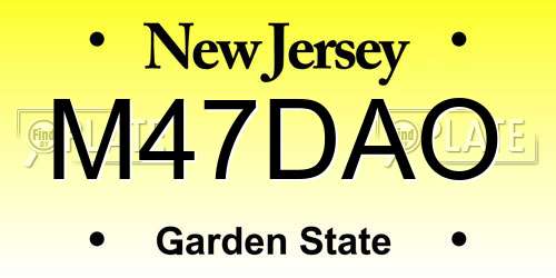 M47DAO New Jersey License Plate