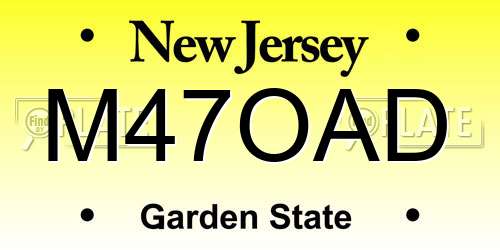 M47OAD New Jersey License Plate