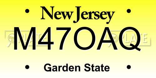 M47OAQ New Jersey License Plate