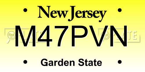 M47PVN New Jersey License Plate