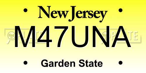 M47UNA New Jersey License Plate