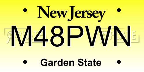 M48PWN New Jersey License Plate