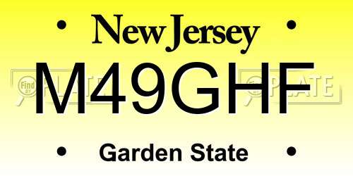 M49GHF New Jersey License Plate