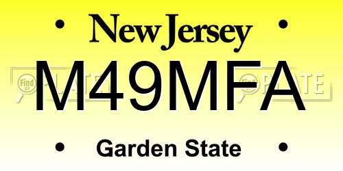 M49MFA New Jersey License Plate
