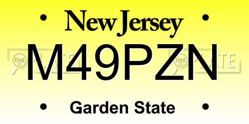 M49PZN New Jersey License Plate