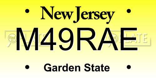 M49RAE New Jersey License Plate