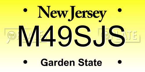 M49SJS New Jersey License Plate