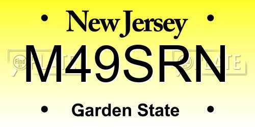 M49SRN New Jersey License Plate