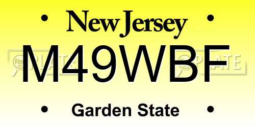 M49WBF New Jersey License Plate