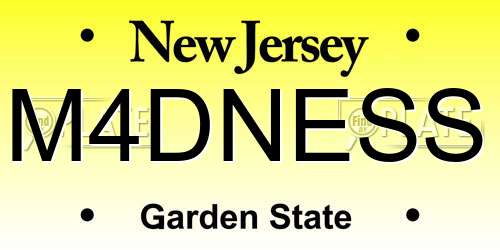 M4DNESS New Jersey License Plate