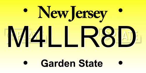 M4LLR8D New Jersey License Plate