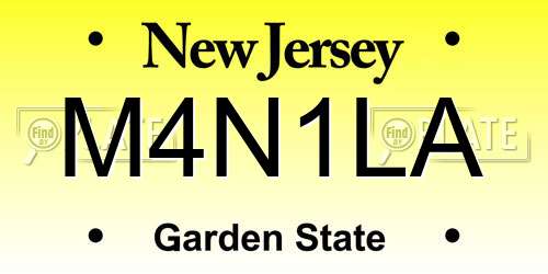 M4N1LA New Jersey License Plate