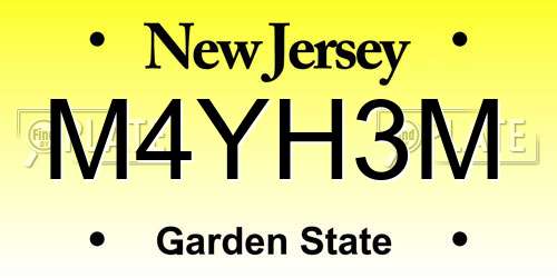 M4YH3M New Jersey License Plate