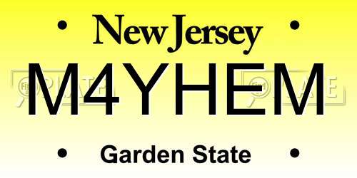 M4YHEM New Jersey License Plate
