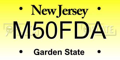 M50FDA New Jersey License Plate